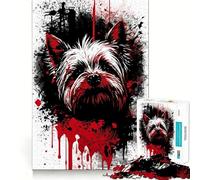 Puzzle da 1000 pezzi con ritratto di Yorkshire Terrier,ideale per imparare la memoria,con superficie liscia e priva di sbavature,un passatempo divertente per il tempo libero (50x75cm)