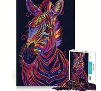 Puzzle da 1000 pezzi con ritratto di zebra al neon per adulti, ideale per rafforzare la memoria, rilassarsi e migliorare la qualità del gioco, perfetto come regalo di compleanno (38x52cm)