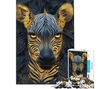 Puzzle da 1000 pezzi con ritratto di zebra dorata puzzle di animali per adulti gioco per famiglie ideale per passare il tempo in casa compleanno e Natale (dimensioni 38x52cm)