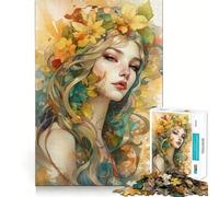 Puzzle da 1000 pezzi con ritratto floreale ad acquerello,gioco cognitivo divertente,taglio di alta precisione, alleviare lo stress (38x52cm)