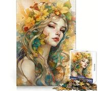 Puzzle da 1000 pezzi con ritratto floreale ad acquerello per adulti, stimolante per la mente, passatempo rilassante, incastro preciso, ideale per le vacanze (38x26cm)