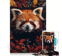 Puzzle da 1000 pezzi con ritratto floreale di panda rosso, ideale per adulti, regalo, sfida mentale, gioco facile e rilassante, taglio preciso, regalo speciale (38x52cm)