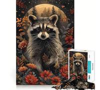 Puzzle da 1000 pezzi con ritratto floreale di procione per adolescenti, gioco di puzzle per allenare la mente, gioco di gruppo, arte da assemblare, regalo classico (50x75cm)