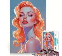 Puzzle da 1000 pezzi con ritratto pin-up dai capelli arancioni per adulti, gioco per allenare la mente, rilassante e divertente, idea regalo per le vacanze (38x52cm)
