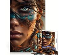 Puzzle da 1000 pezzi con ritratto ravvicinato di donna nativa americana per adolescenti, gioco mentale, divertimento per il tempo libero, taglio di alta qualità, regalo pensato con cura (50x75cm)
