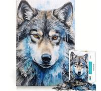 Puzzle da 1000 pezzi con ritratto ravvicinato di un lupo,ideale per adulti Gioco di abilità e pensiero,con fustellatura di alta precisione Sfida divertente per il tempo libero (38x26cm)