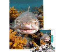 Puzzle da 1000 pezzi con ritratto ravvicinato di uno squalo subacqueo Attività divertenti da fare a casa sfida impegnativa giocattolo antistress per ragazzi dai 14 anni in su (50x75cm)