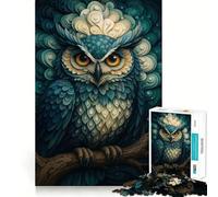 Puzzle da 1000 pezzi con ritratto stilizzato di gufo per adulti, gioco stimolante e divertente, taglio preciso, regalo speciale 38x52cm