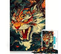Puzzle da 1000 pezzi con ritratto stilizzato di tigre per ragazzi, giocattolo intelligente per il tempo libero a casa, taglio preciso, regalo premuroso 38x26cm