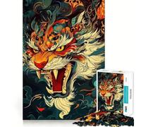 Puzzle da 1000 pezzi con ritratto stilizzato di tigre per ragazzi, gioco che stimola la logica e favorisce il gioco rilassante, con bordi di alta qualità e oggetto da collezione 38x52cm