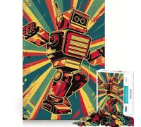 Puzzle da 1000 pezzi con robot danzante retrò per adolescenti, gioco di logica, divertimento in famiglia, bordi trasparenti, una piacevole sorpresa (38x26cm)