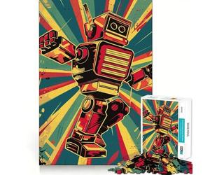 Puzzle da 1000 pezzi con robot danzante retrò per adolescenti, gioco di logica, divertimento in famiglia, bordi trasparenti, una piacevole sorpresa (38x26cm)