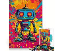 Puzzle da 1000 pezzi con robot in stile retrò dai colori vivaci,ideale per adulti Gioco divertente e stimolante,facile da assemblare e perfetto per tutta la famiglia (50x75cm)