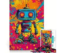 Puzzle da 1000 pezzi con robot retrò dai colori vivaci,ideale per ragazzi,stimola la mente,divertimento,incastro perfetto,attività ricreative coinvolgenti per interni accoglienti (38x26cm)