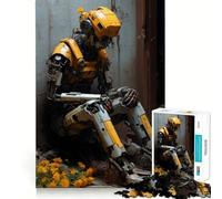 Puzzle da 1000 pezzi con robot triste tra le rovine, ideale per adolescenti Gioco di logica e svago, con bordi lisci, regalo di alta qualità (50x75cm)