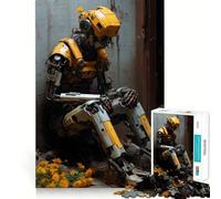 Puzzle da 1000 pezzi con robot triste tra le rovine, per adulti, gioco intelligente e divertente, con bordi lisci, ideale per decorare la parete (38x52cm)