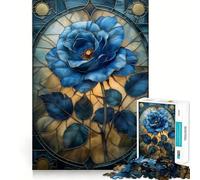Puzzle da 1000 pezzi con rosa blu e vetrata artistica per ragazzi, stimolante per la mente e il tempo libero, con bordi precisi e un regalo pensato con cura 50x75cm
