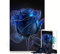 Puzzle da 1000 pezzi con rosa blu,gioco di squadra,allenamento mentale,gioco rilassante,decorazione natalizia da parete 38x26cm