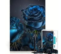 Puzzle da 1000 pezzi con rosa blu,incastro perfetto,decorazione,rompicapo,regalo,gioco rilassante,opera d'arte natalizia 38x26cm