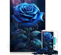 Puzzle da 1000 pezzi con rosa blu pioggia per adulti, gioco per esercizi mentali, relax, taglio di precisione, regalo elegante (50x75cm)