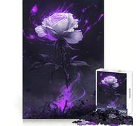 Puzzle da 1000 pezzi con rosa e fiamma viola per adulti, gioco intelligente da comporre insieme, divertente idea regalo stagionale (50x75cm)