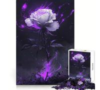Puzzle da 1000 pezzi con rosa e fiamma viola per adulti, ideale per migliorare la memoria, per un momento di relax rilassante, con taglio preciso, perfetto come regalo per le vacanze (38x52cm)