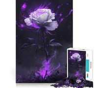 Puzzle da 1000 pezzi con rosa e fiamma viola per adulti, ideale per migliorare la memoria, per un momento di relax rilassante, con taglio preciso, perfetto come regalo per le vacanze (38x52cm)