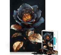 Puzzle da 1000 pezzi con rosa nera e dorata,incastro perfetto,decorazione,rompicapo,regalo,gioco di pace,opera d'arte natalizia 50x75cm