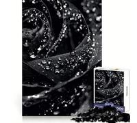 Puzzle da 1000 pezzi con rosa nera in gocce d'acqua per adulti, ideale per allenamento mentale, relax e svago Taglio laser, regalo di Natale unico (38x52cm)
