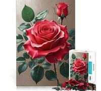 Puzzle da 1000 pezzi con rosa rossa e bocciolo per ragazzi, gioco di puzzle stimolante e divertente, con tagli netti e oggetti da collezione (50x75cm)
