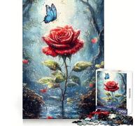 Puzzle da 1000 pezzi con rosa rossa nella foresta, ideale per ragazzi, gioco di logica e abilità, rilassante e divertente, con tagli precisi Regalo perfetto (38x26cm)