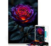 Puzzle da 1000 pezzi con rosa viola singola e centro luminoso per adulti, gioco intelligente antistress, assemblaggio a sorpresa natalizio 50x75cm