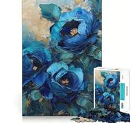 Puzzle da 1000 pezzi con rose blu,dipinto ad olio,gioco di precisione,allenamento mentale,gioco rilassante,decorazione natalizia da parete 50x75cm