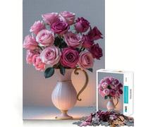 Puzzle da 1000 pezzi con rose rosa e viola in vaso per adulti e ragazzi ideale per stimolare la creatività alleviare lo stress e creare un'atmosfera rilassata perfetto come regalo per le vacanze