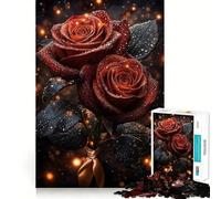 Puzzle da 1000 pezzi con rose rosse e gocce di rugiada, ideale per ragazzi, stimola la logica e il divertimento in casa Bordo di alta qualità, regalo memorabile (50x75cm)