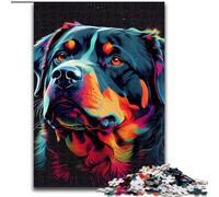 Puzzle da 1000 pezzi con Rottweiler, cane colorato, in legno, attività divertente per la casa, 50x75cm, decorazione fai da te, regalo per le vacanze stimolante per il cervello