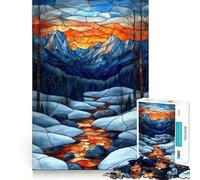 Puzzle da 1000 pezzi con ruscello di montagna in vetro colorato per adolescenti, giocattolo antistress, taglio di alta qualità, regalo elegante 38x52cm