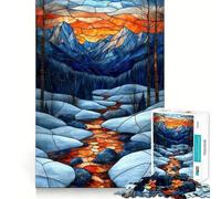Puzzle da 1000 pezzi con ruscello di montagna in vetro colorato per adulti, gioco intelligente per favorire il legame familiare, bordo liscio, da esporre 38x52cm