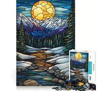 Puzzle da 1000 pezzi con ruscello di montagna in vetro colorato per ragazzi, gioco di logica stimolante antistress, bordi trasparenti, regalo classico 38x52cm