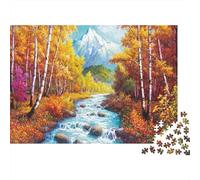 Puzzle da 1000 pezzi con ruscello nella foresta autunnale, vista autunnale e ruscello di montagna, gioco educativo per adulti, decorazione per la casa, sfida di alta difficoltà, compleanno, 70x50 cm.