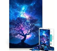 Puzzle da 1000 pezzi con sagoma di albero sotto un cielo stellato, ideale per ragazzi Un rompicapo rilassante e divertente, perfetto come regalo 38x26cm