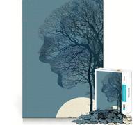 Puzzle da 1000 pezzi con sagoma di albero, viso e luna, bordo netto, decorazione, risoluzione di problemi, divertimento, facile, regalo di Natale (38x26cm)