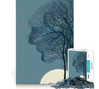 Puzzle da 1000 pezzi con sagoma di albero, viso e luna, pezzi ben definiti, gioco per lo sviluppo delle capacità cognitive, divertimento e relax, decorazione artistica natalizia (50x75cm)