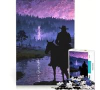Puzzle da 1000 pezzi con sagoma di cowboy sotto un cielo tempestoso, gioco rompicapo, allena la mente e la manualità, ideale come decorazione da scrivania 50x75cm