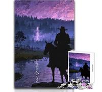 Puzzle da 1000 pezzi con sagoma di cowboy sotto un cielo tempestoso per adolescenti, gioco educativo per lo sviluppo delle competenze, regalo perfetto per momenti speciali, dimensioni 38x26cm