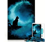 Puzzle da 1000 pezzi con sagoma di gatto che osserva le stelle, ideale per adolescenti Gioco di logica e tranquillità, con taglio di precisione Articolo perfetto per i desideri di Babbo Natale 38x26cm