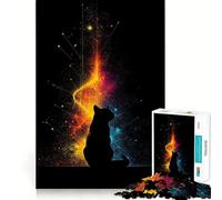 Puzzle da 1000 pezzi con sagoma di gatto e sfondo astratto colorato, ideale per adulti Gioco di abilità e attività creative da assemblare con precisione 50x75cm
