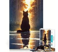 Puzzle da 1000 pezzi con sagoma di gatto nella foresta,ideale per giochi di incastro,attività cognitive e rilassanti,regalo di compleanno (38x52cm)