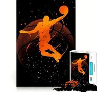 Puzzle da 1000 pezzi con sagoma di giocatore di basket che schiaccia a canestro,gioco di precisione e cognitivo,ideale per il tempo libero e come regalo di Natale (38x52cm)