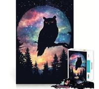 Puzzle da 1000 pezzi con sagoma di gufo e luna per adolescenti, gioco di logica chiaro, leggero e rilassante, taglio perfetto, regalo affettuoso (38x26cm)
